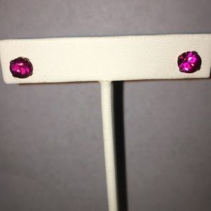 Gold Magenta Crystal Studs